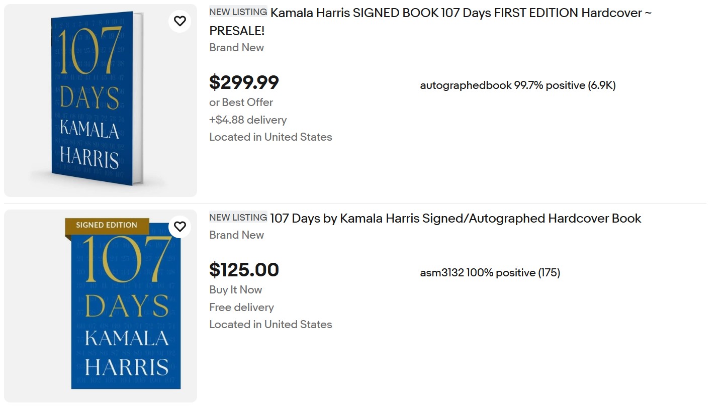 Kamala Harris Signed Book for Sale