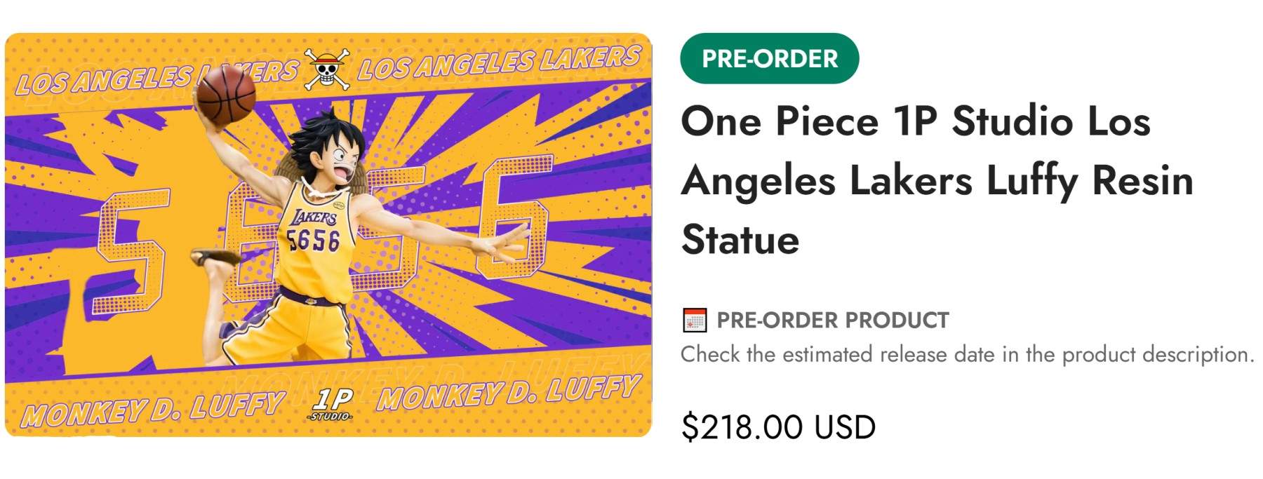 Lakers Luffy One Piece Statue Bootleg