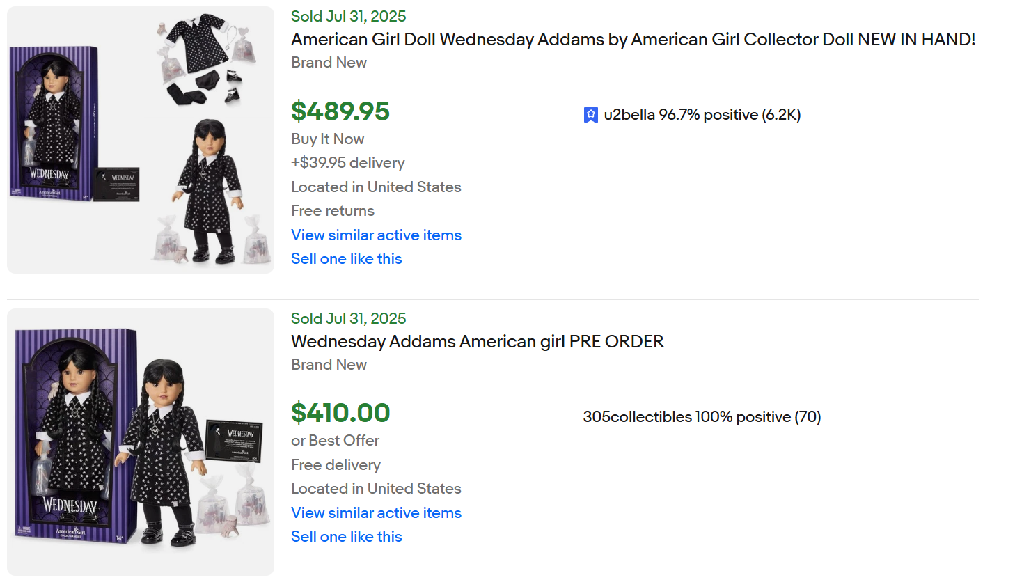 American Girl Wednesday Doll for Sale