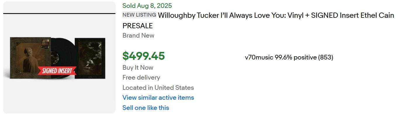 Willoughby Tucker Signed Vinyl for Sale