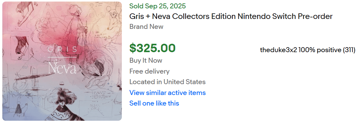 Sold eBay listings for Gris Neva combined Collector