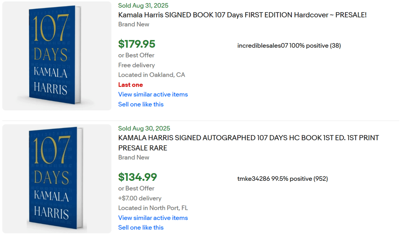 Kamala Harris Signed Book for Sale