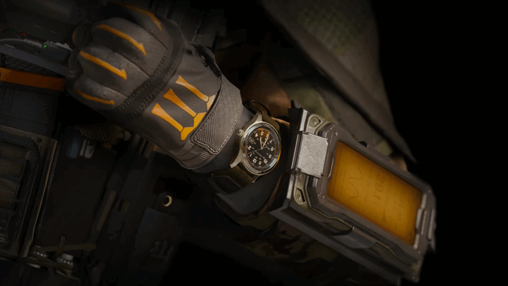 Black Ops 7 character Axel Vermaak wearing Hamilton Watch
