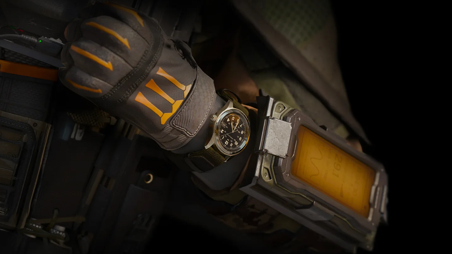 Black Ops 7 character Axel Vermaak wearing Hamilton Watch