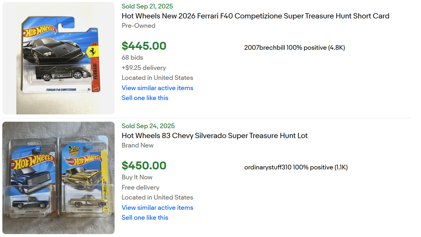 Hot Wheels Super Treasure Hunt Cars Listed on eBay