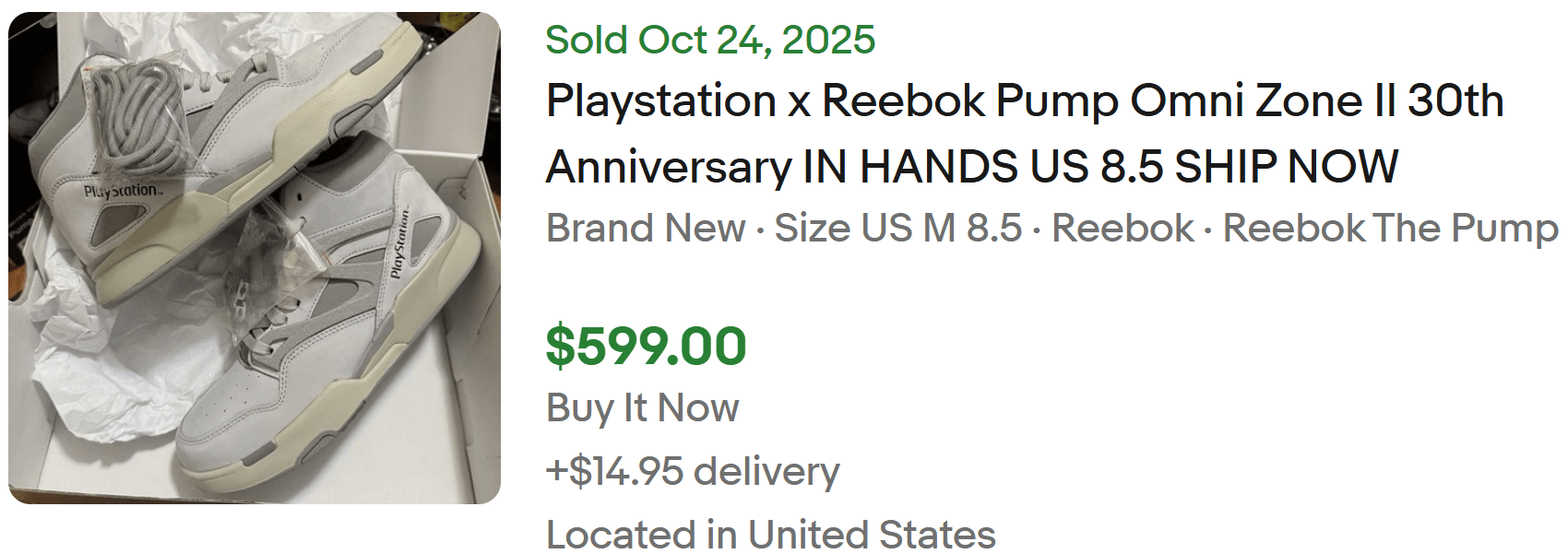 PlayStation Reebok Pump Omni Zone II Listed on eBay