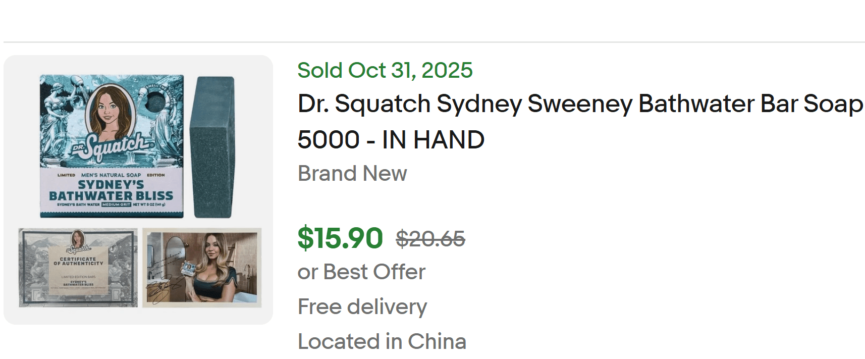 Fake Sydney Sweeney Bathwater Soap eBay