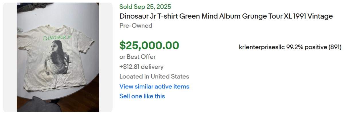 Vintage Dinosaur Jr Shirt Resells for over $20,000