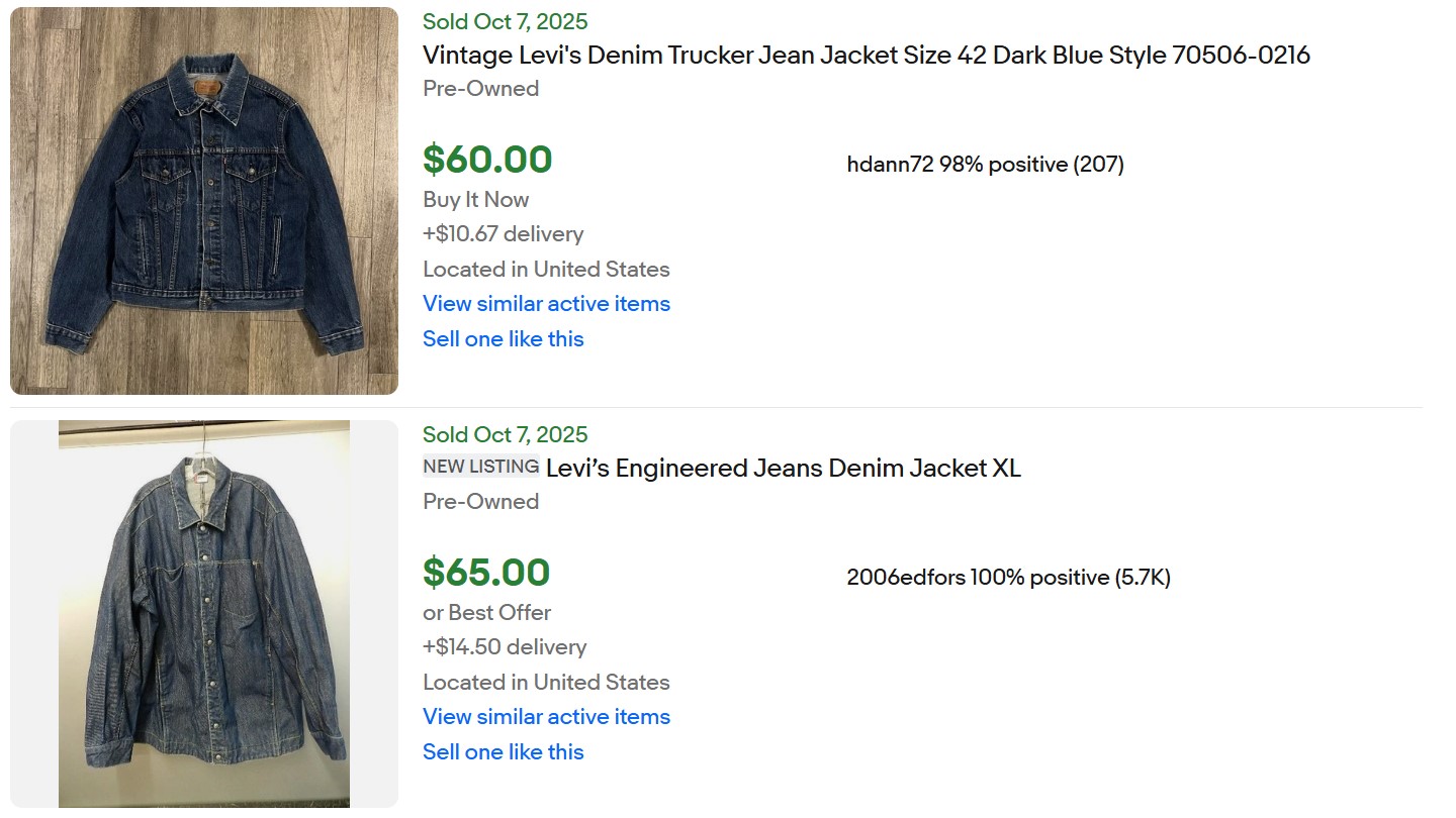 Vintage Levi 501 Jacket listed for sale on eBay