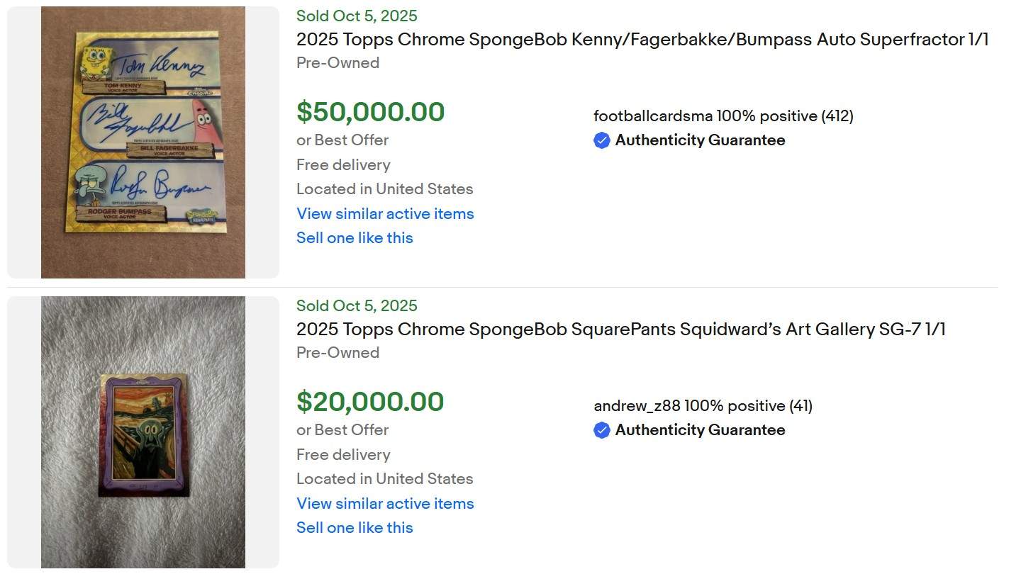 Topps Chrome Spongebob Autos Listed on eBay