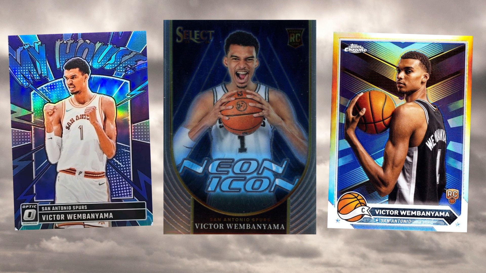 Triptych of Wembanyama Rookie Cards