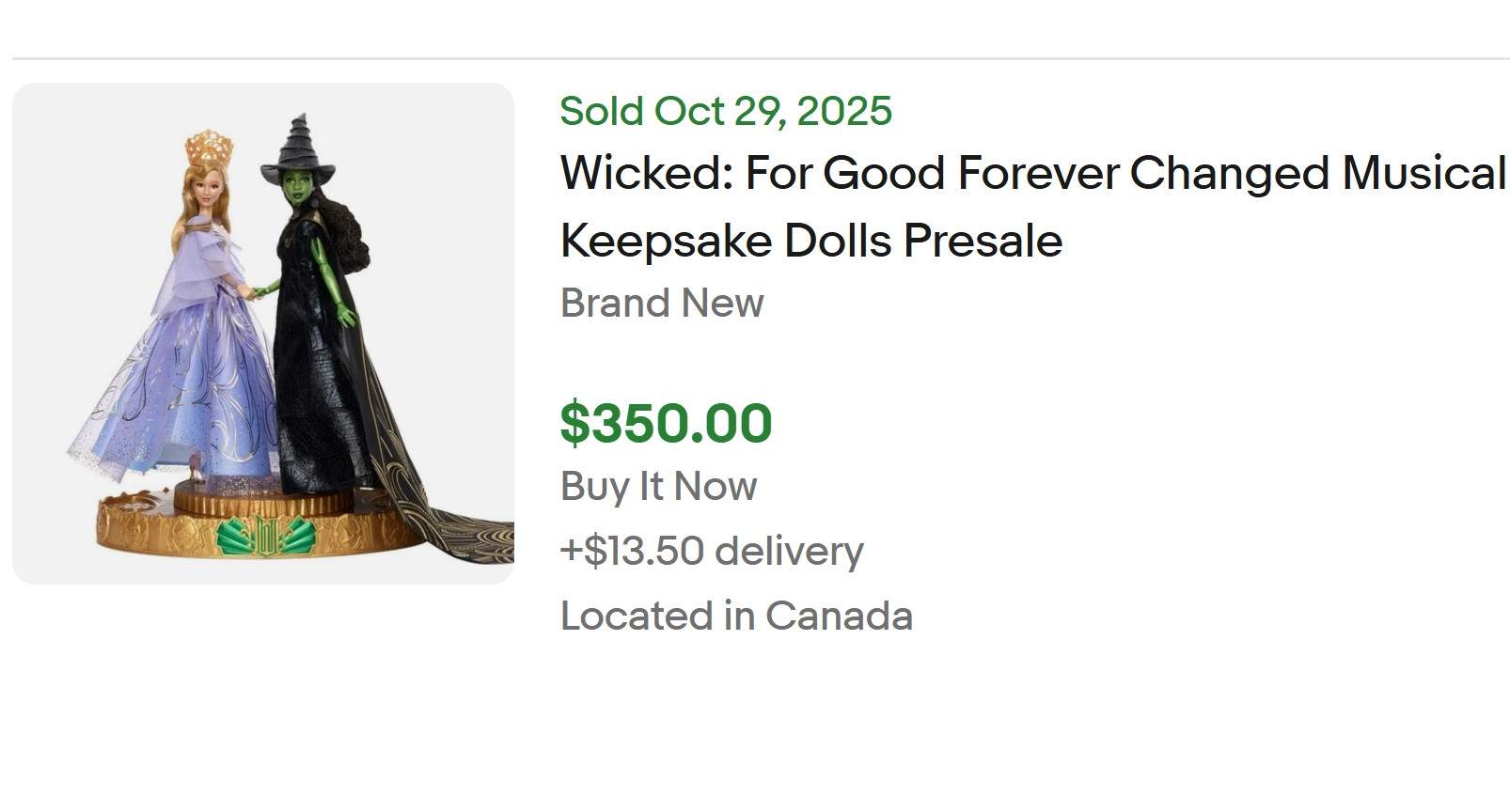 Wicked For Good Forever Changed Music Box Keepsake listed on eBay