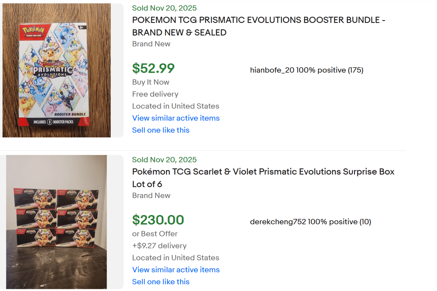 Prismatic Evolutions for Sale November 2025