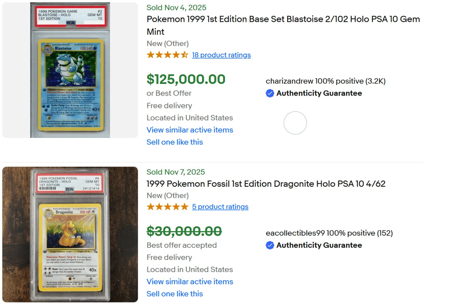 PSA 100 Blastoise 1999 for Sale