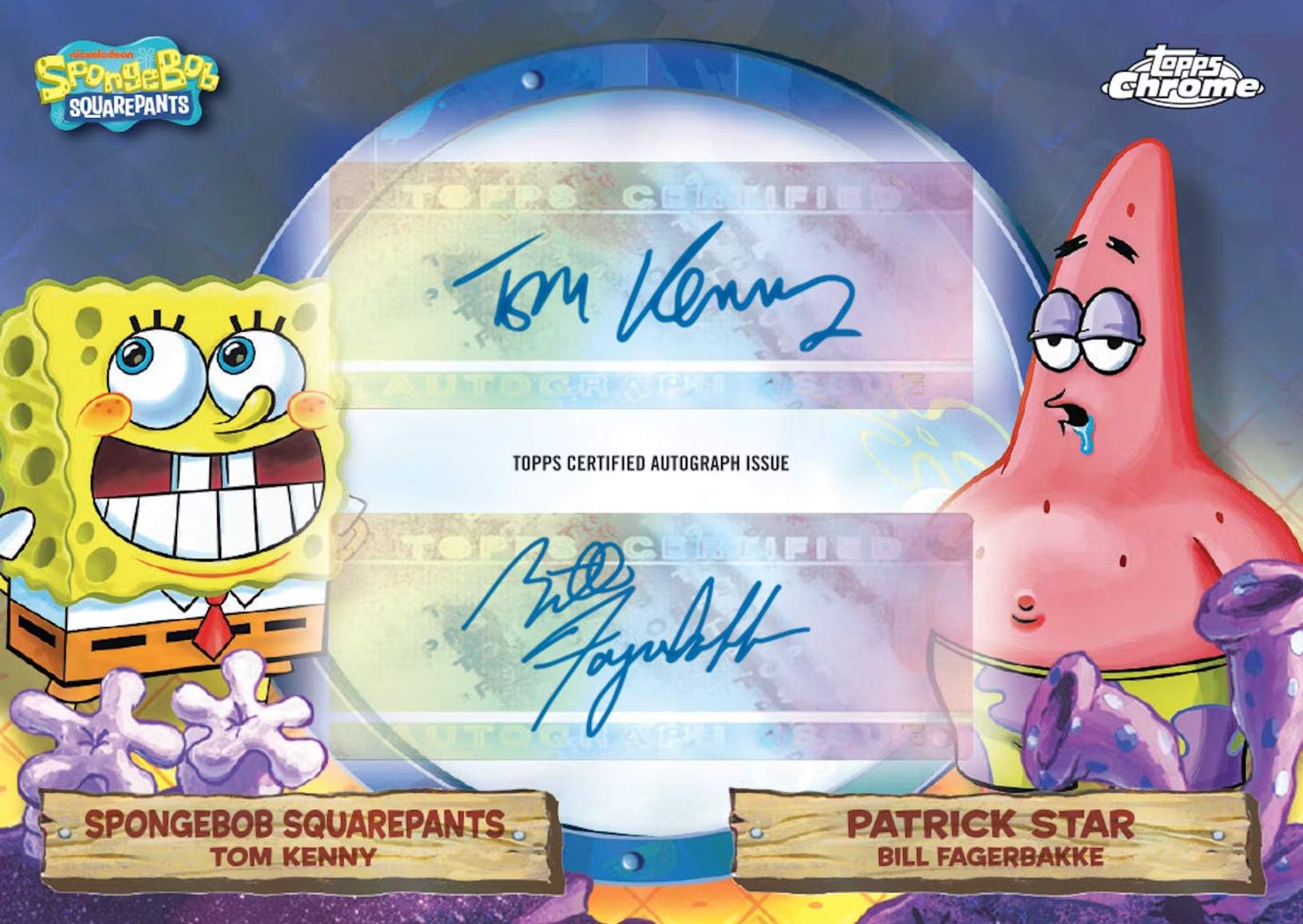 Topps Chrome SpongeBob Sapphire Autographed Parallel