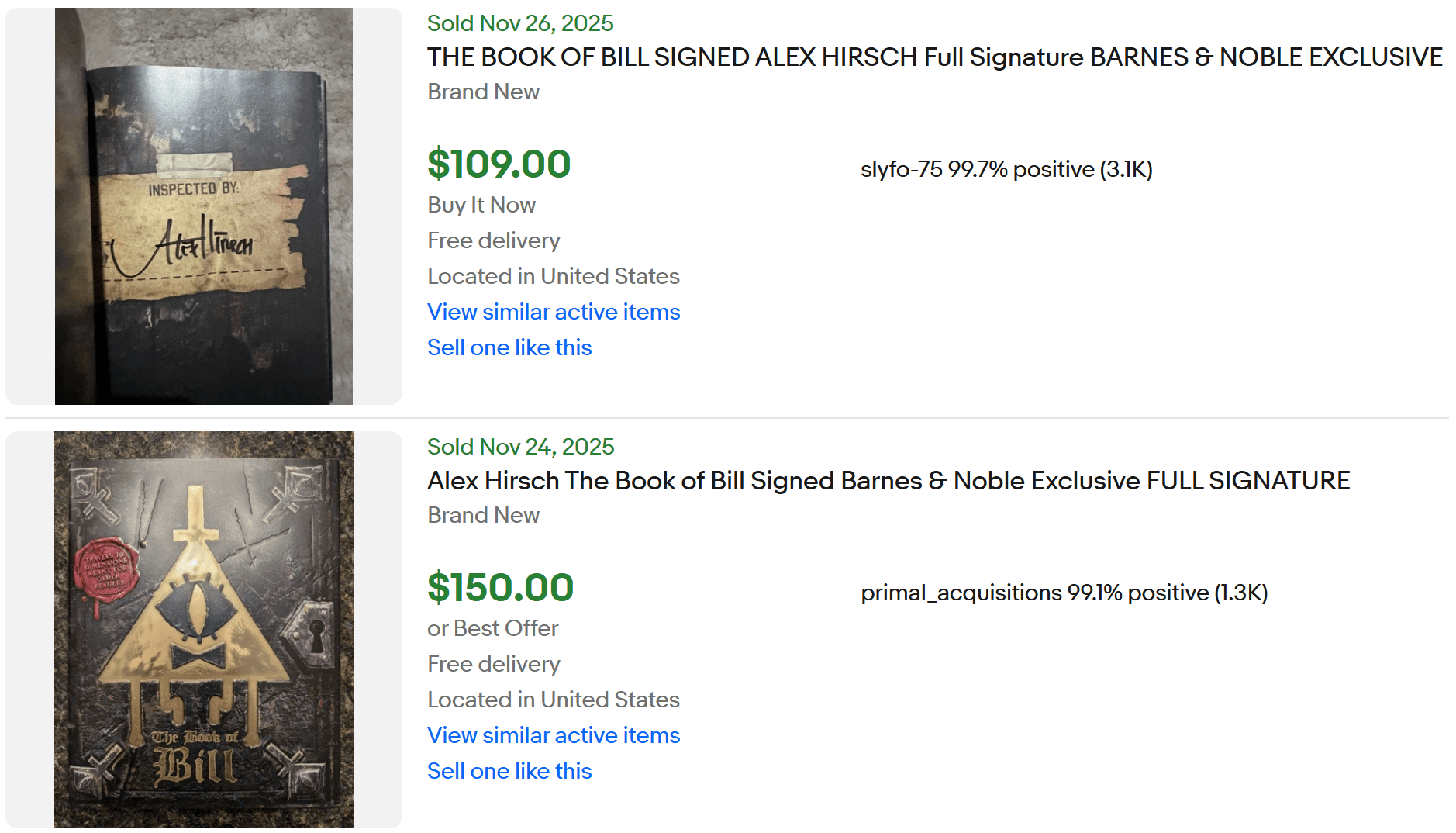 Signed Book of Bill for Sale