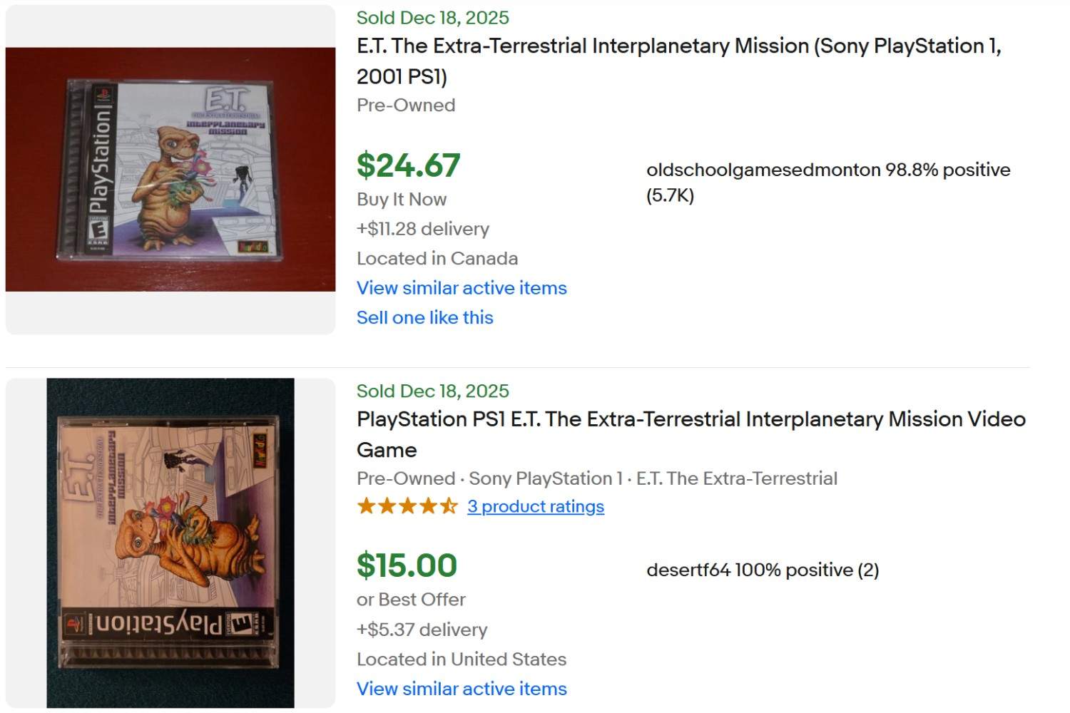 ET Interplanetary Mission PS1 for Sale