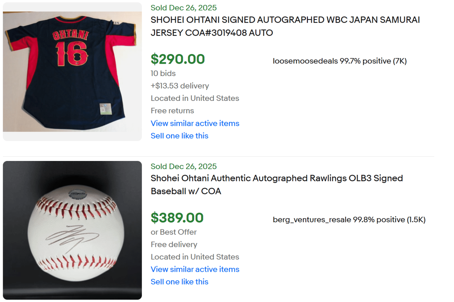 Shohei Ohtani Signed Autograph for Sale