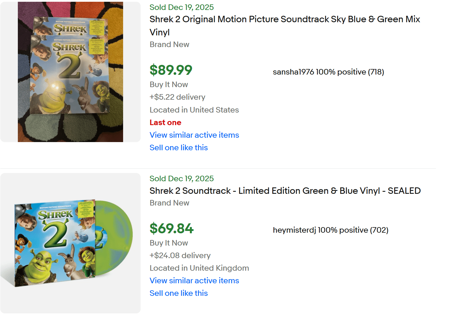 Shrek 2 Soundtrack Vinyl for Sale