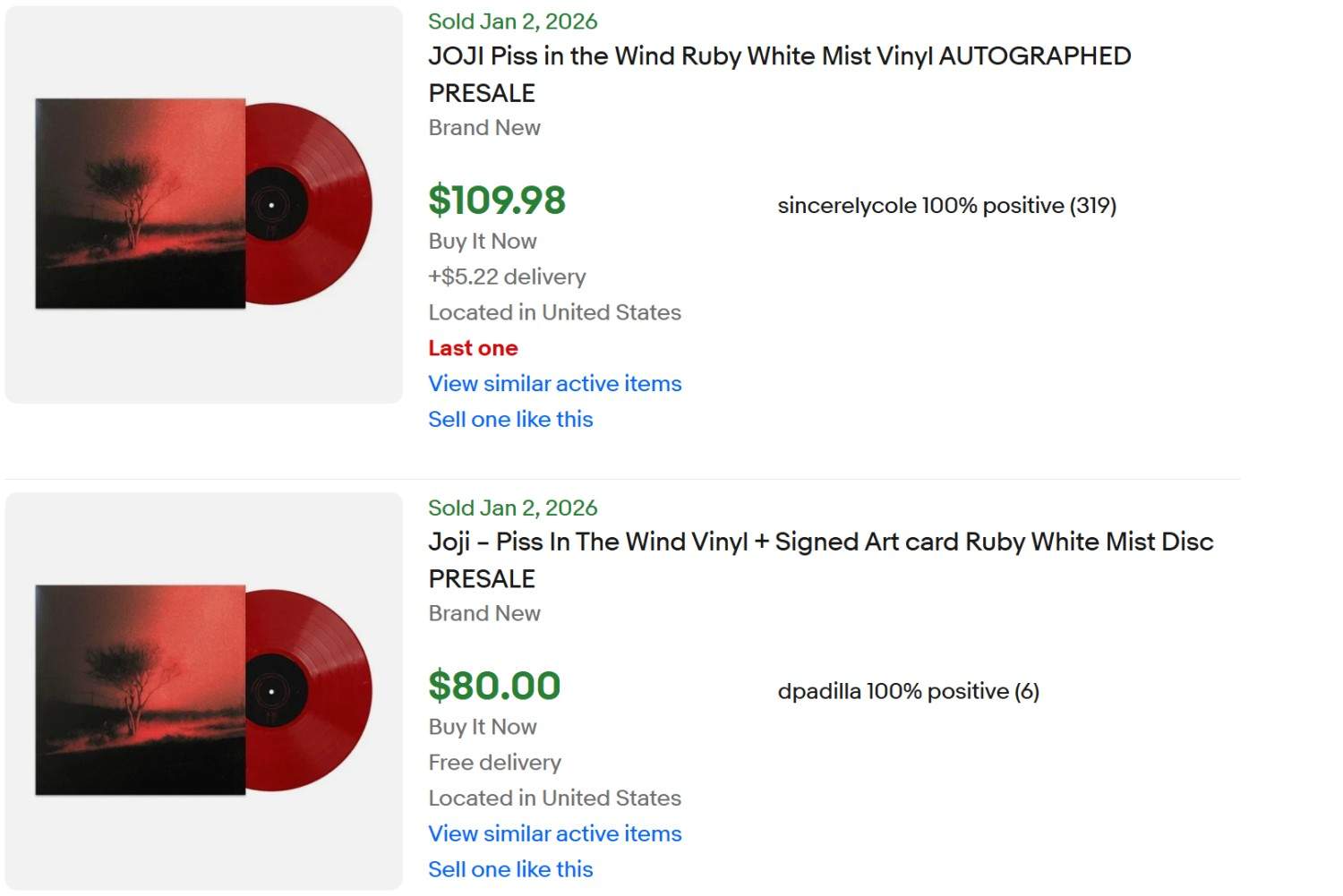 Joji Signed Piss Vinyl for Sale