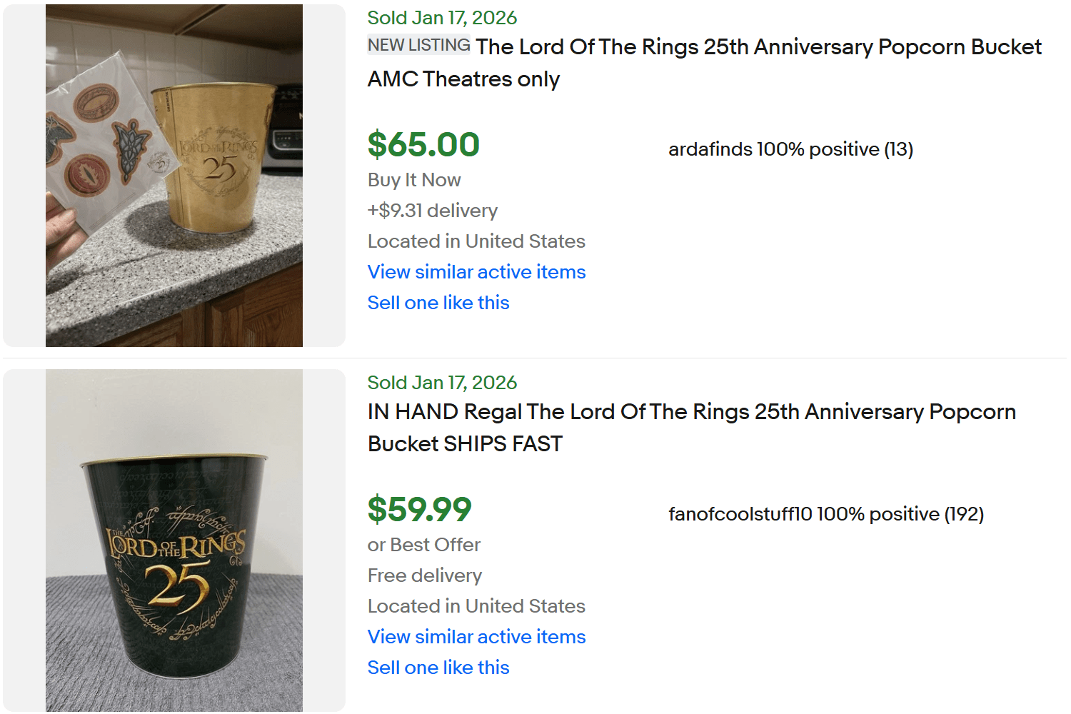 Lord Rings Popcorn Lotr for Sale