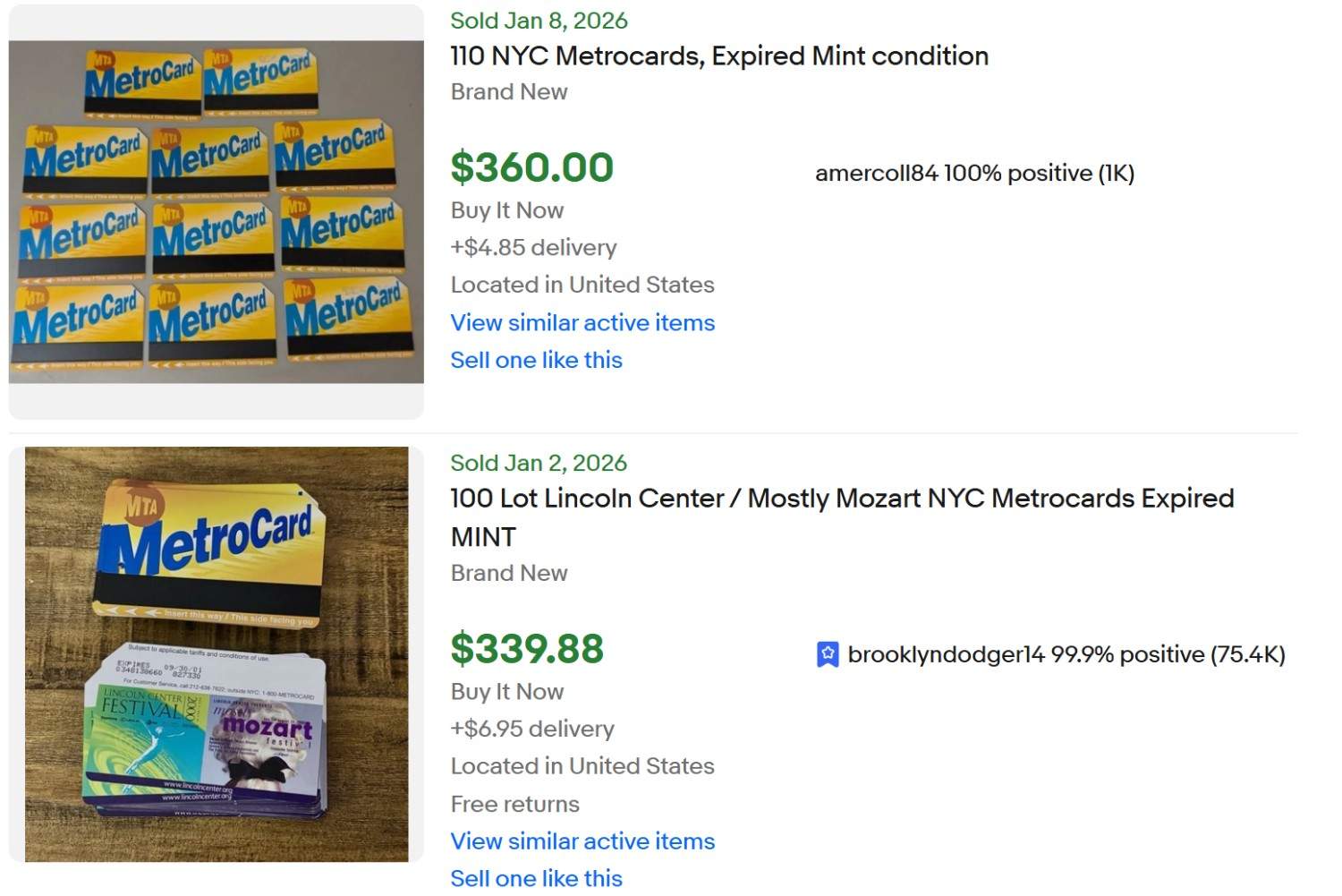 Vintage Loaded MetroCard for Sale Reseller