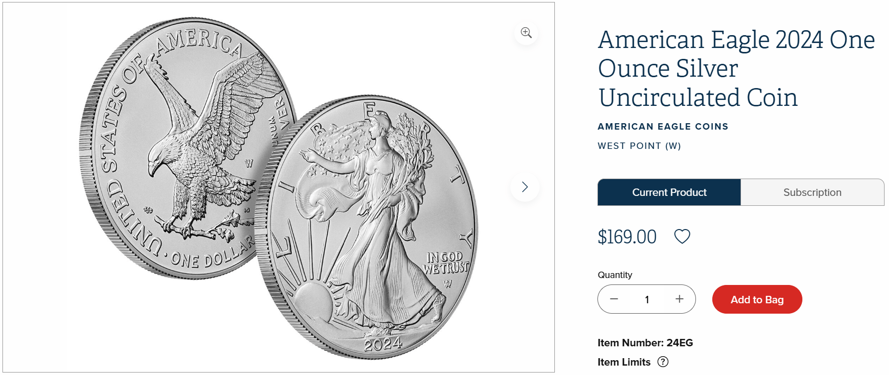 US Mint 2024 Silver AE Price
