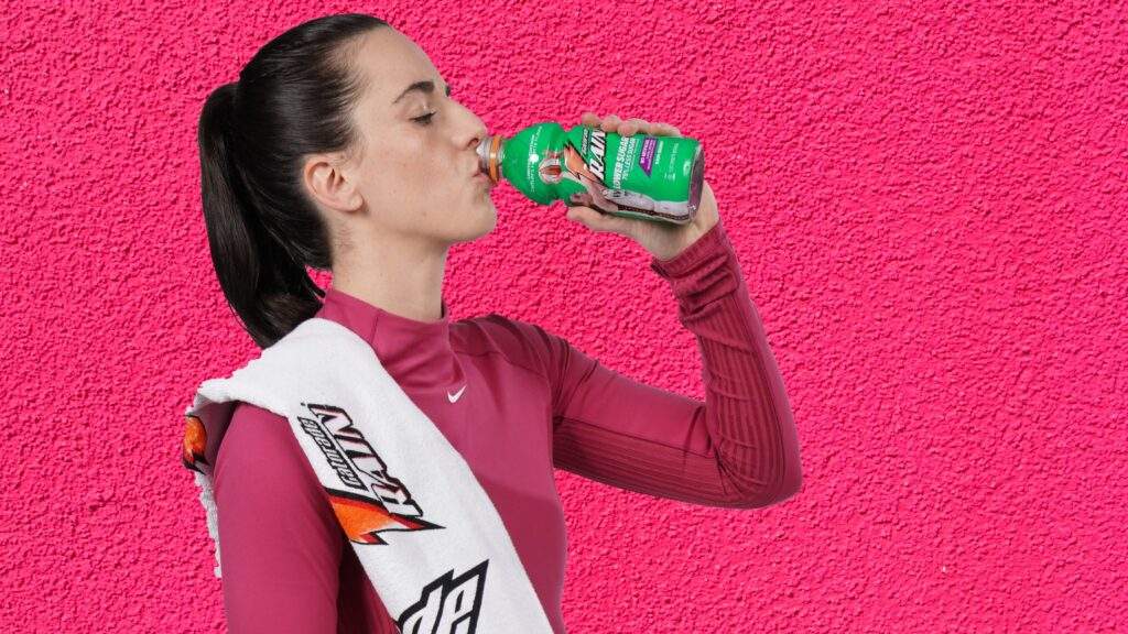 Caitlin Clark drinking Rain Berry Gatorade