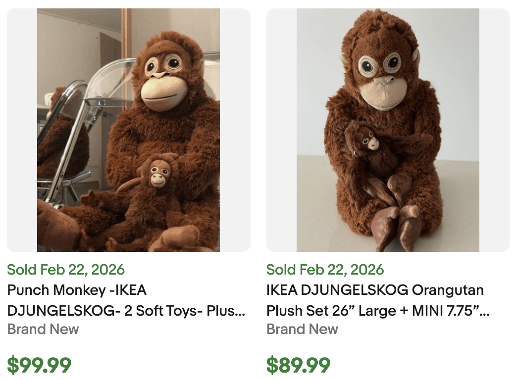 Djungelskog plushes listed for sale on eBay