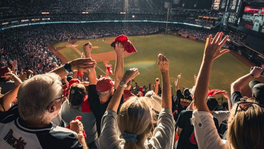 Baseball fans attending a free MLB game