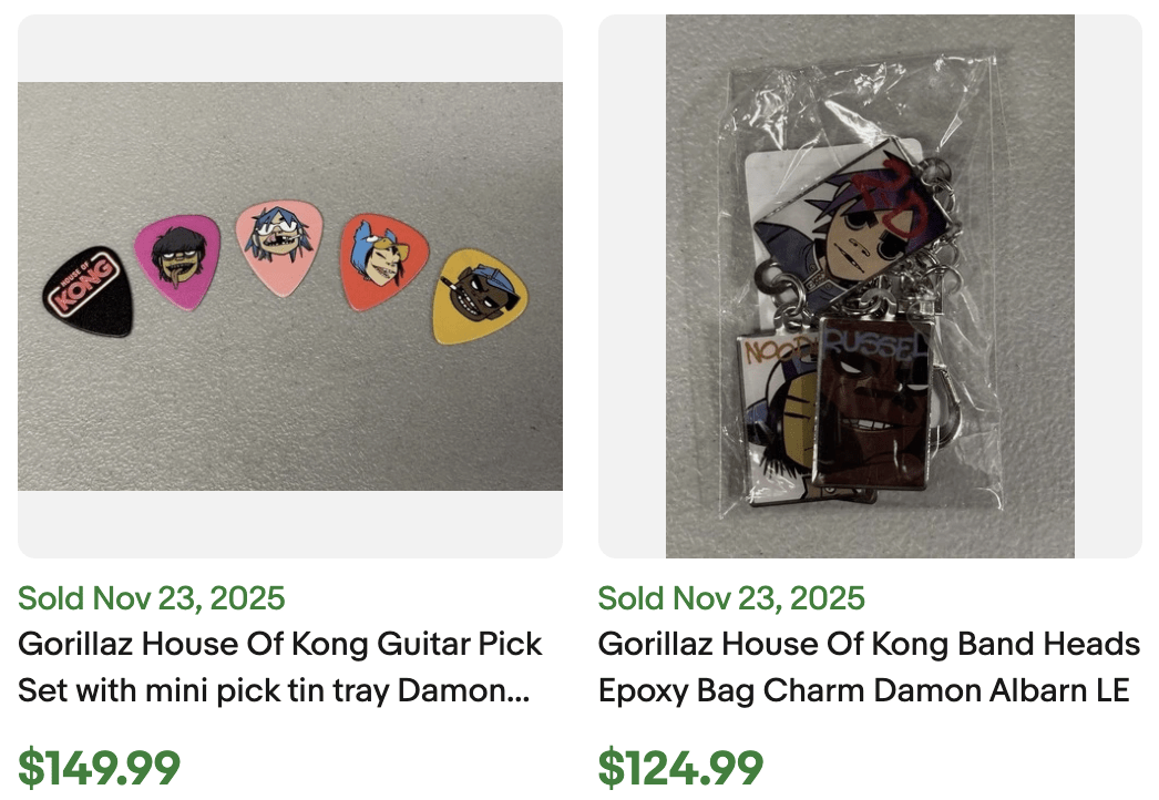 Gorillaz house of kong merch listed for sale on eBay
