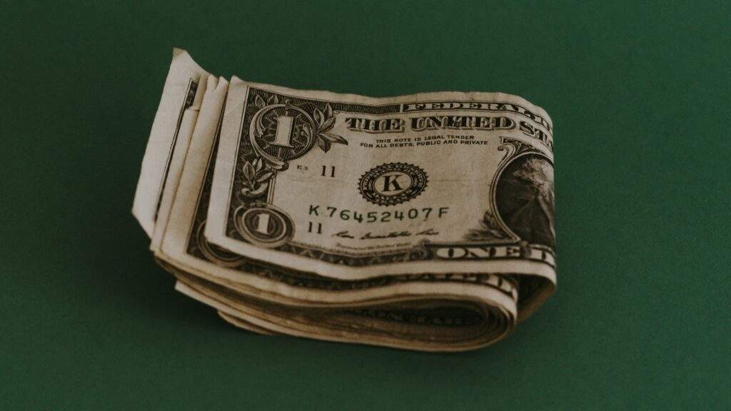 Wad of 1 dollar bills