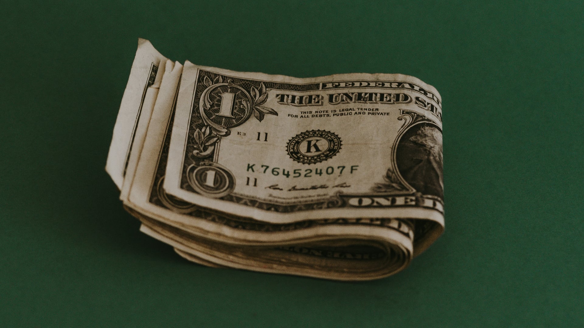 Wad of 1 dollar bills