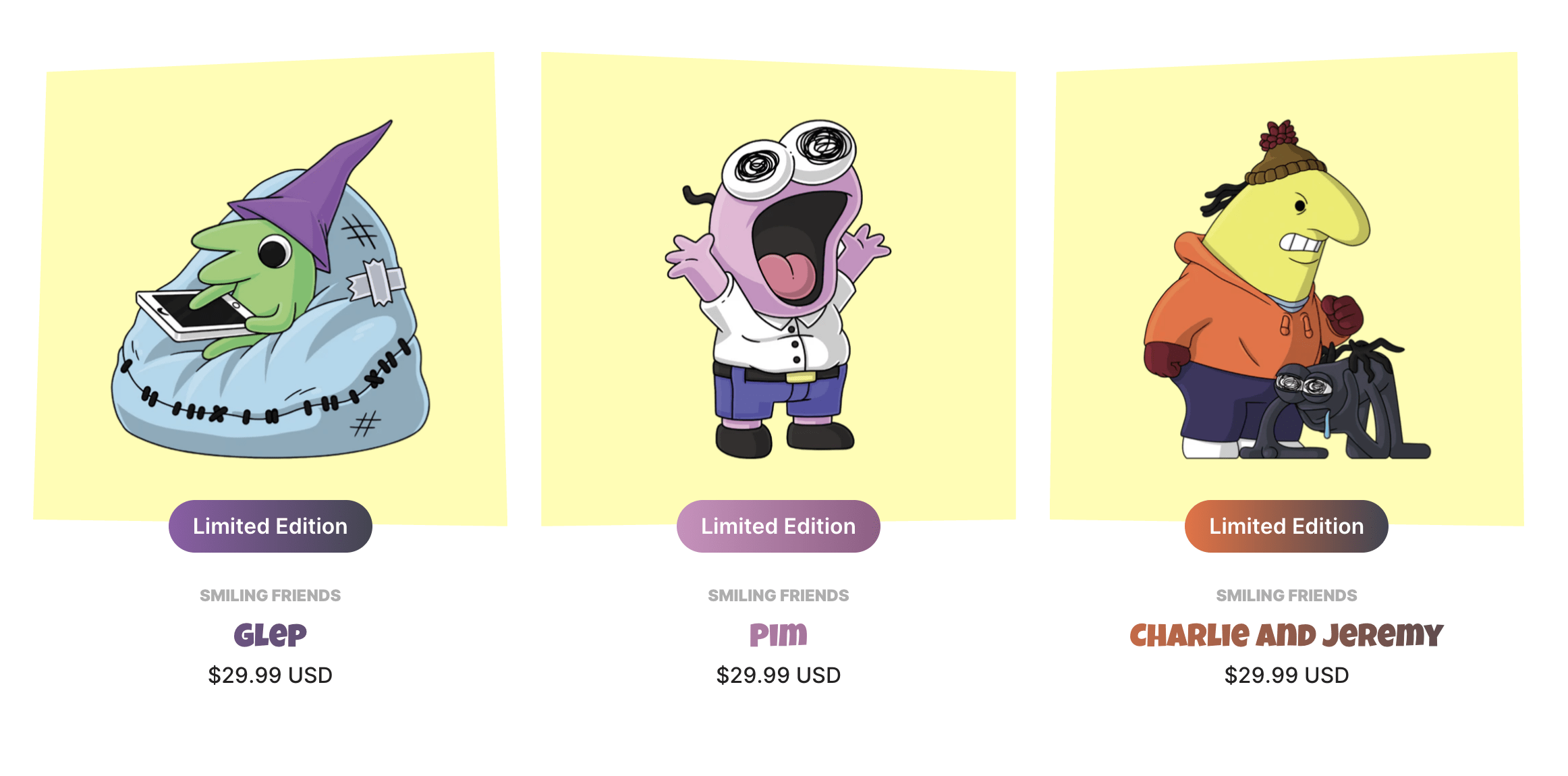 Smiling Friends Youtooz Charlie Glep Pim