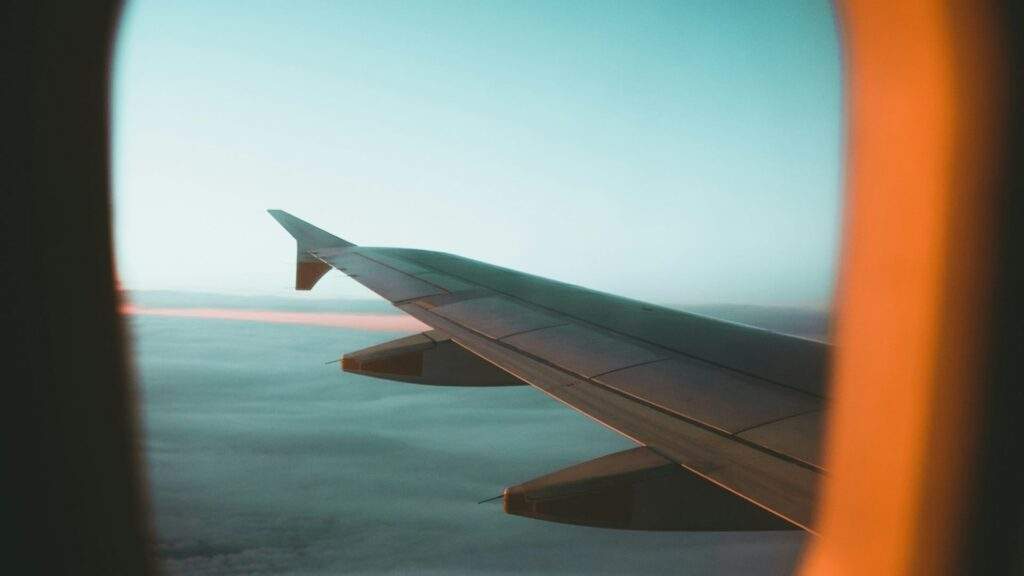 Plane wing in flight