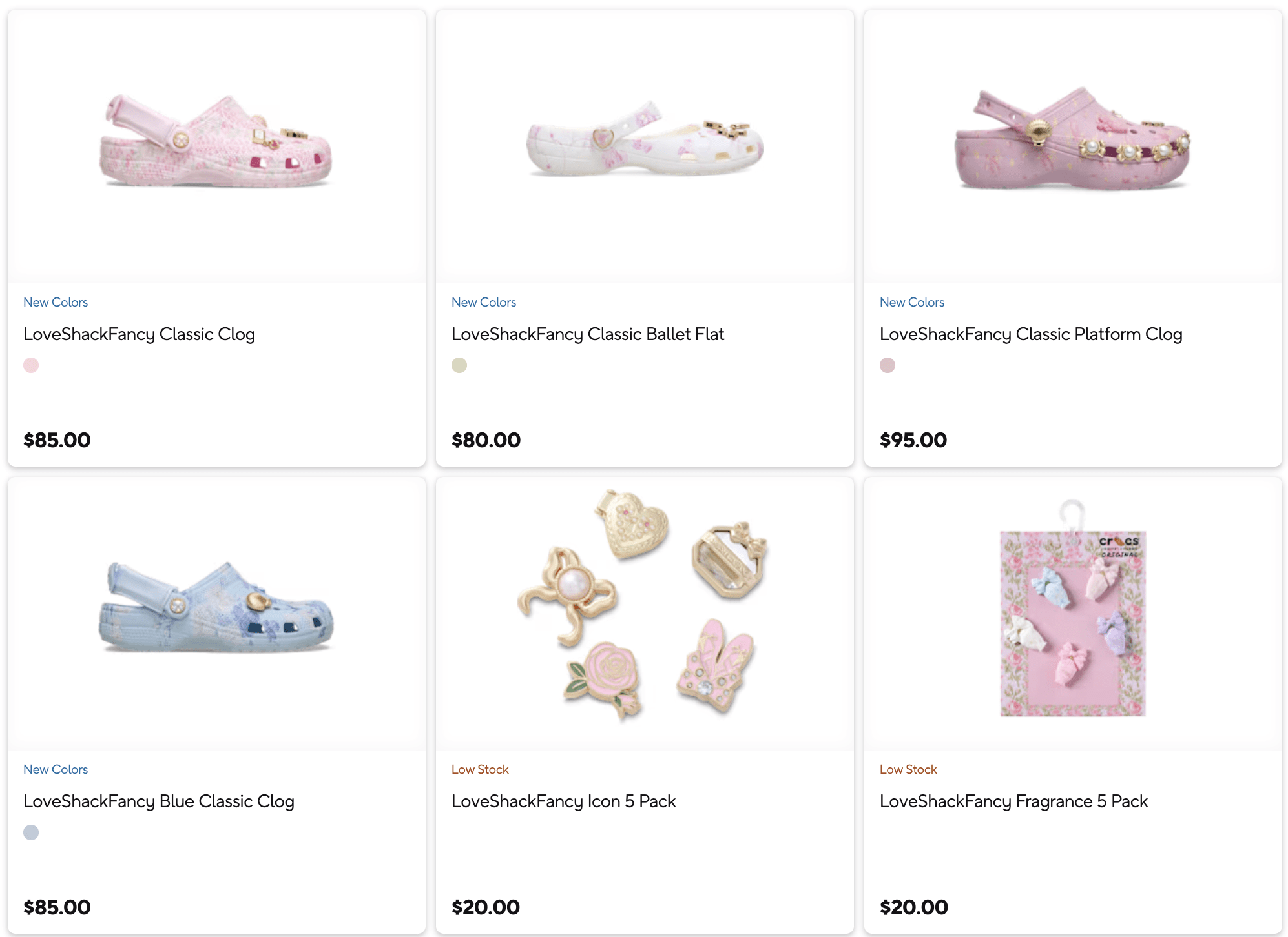 Crocs LoveShackFancy Clog Designs Jibbitz