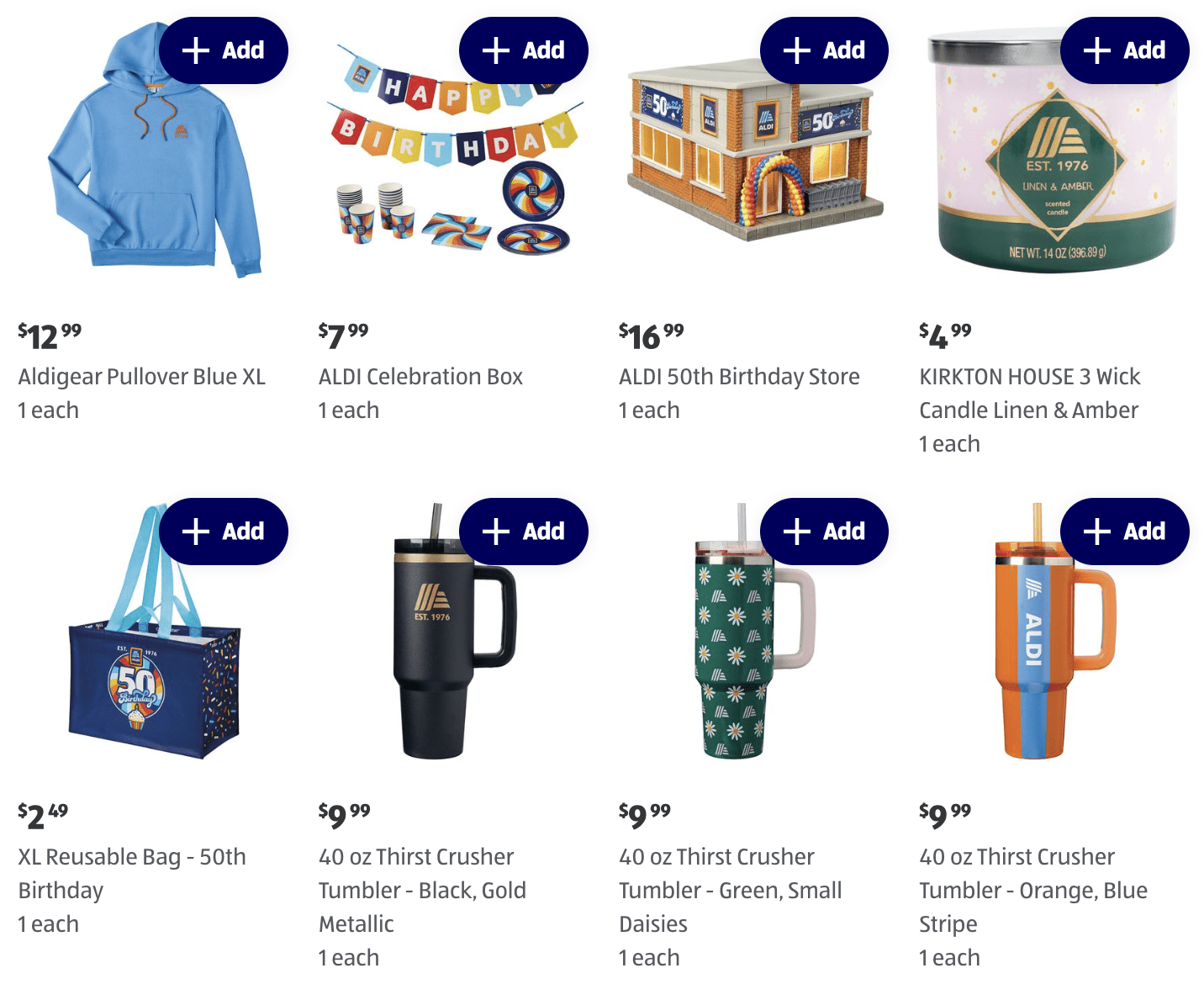 ALDI Anniversary Gear Totes Tumbler Store