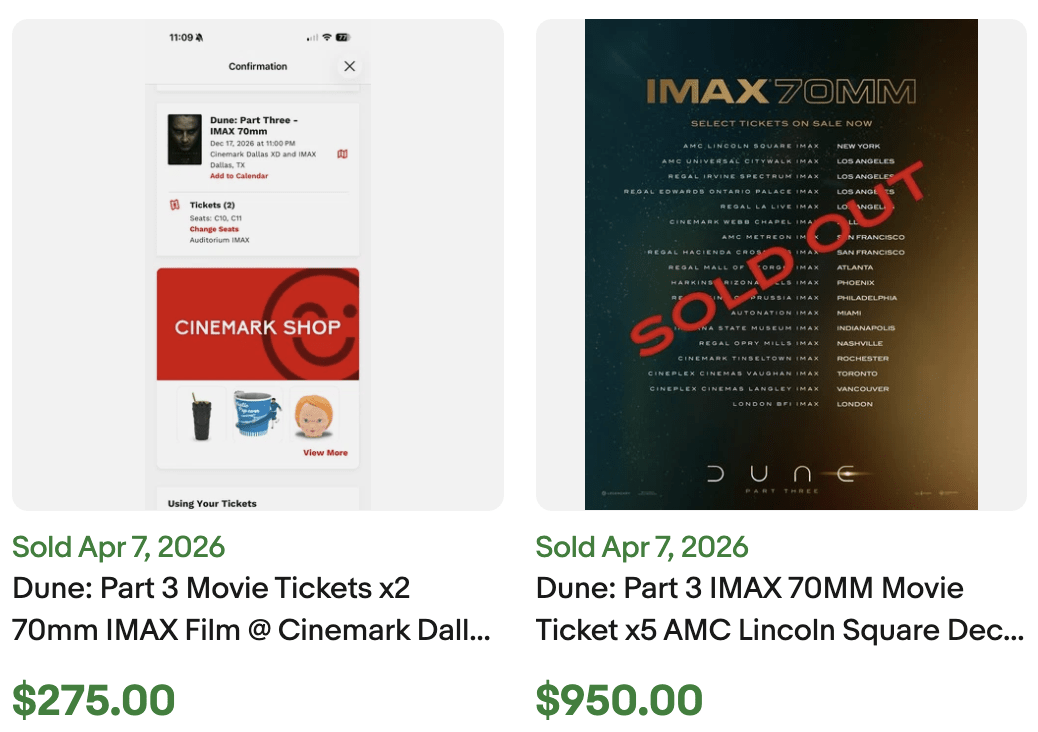 Dune 3 70mm Ticket for Sale
