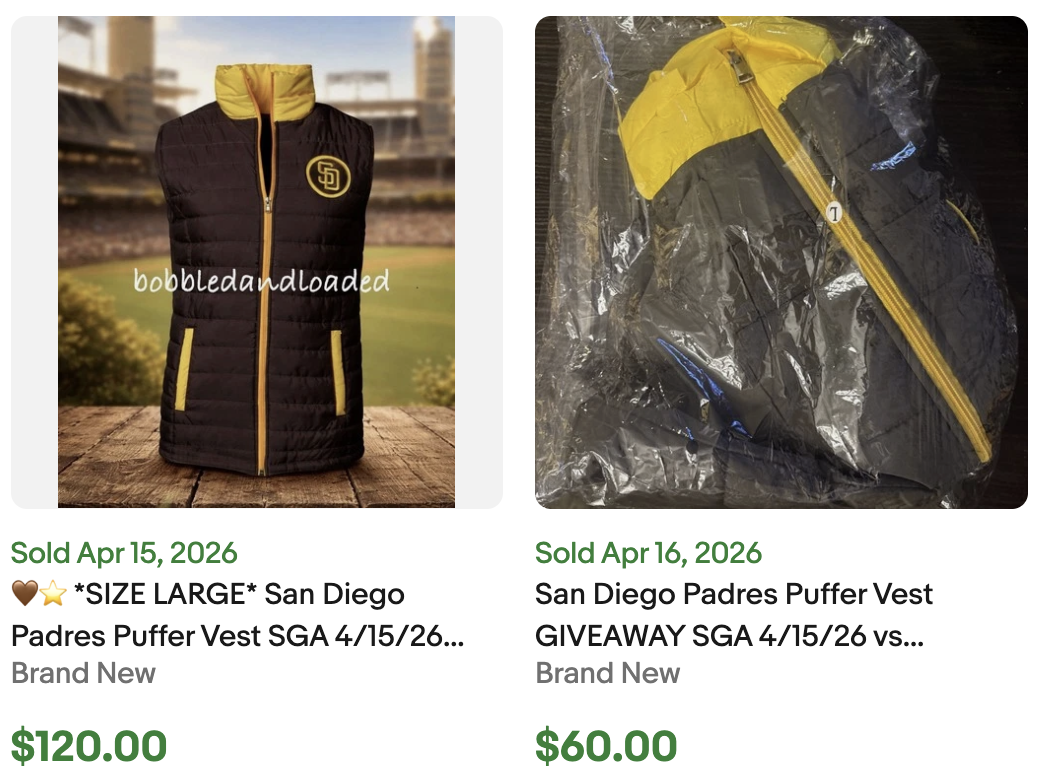 Viral Padres Puffer Vest for Sale