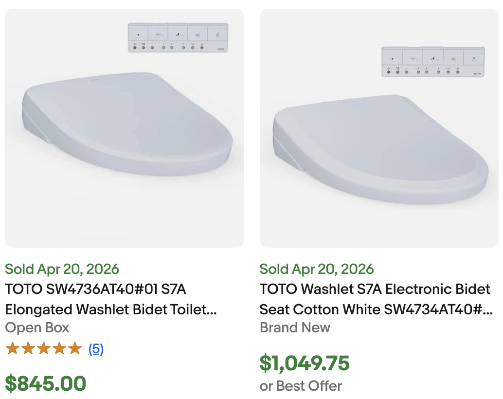 Toto Washlet S7 Bidet for Sale