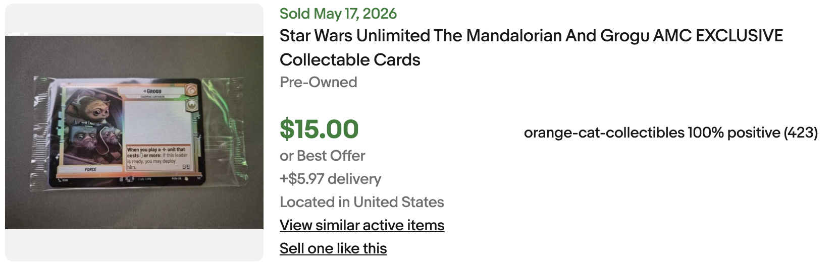 Mandalorian Grogu AMC Cards for Sale