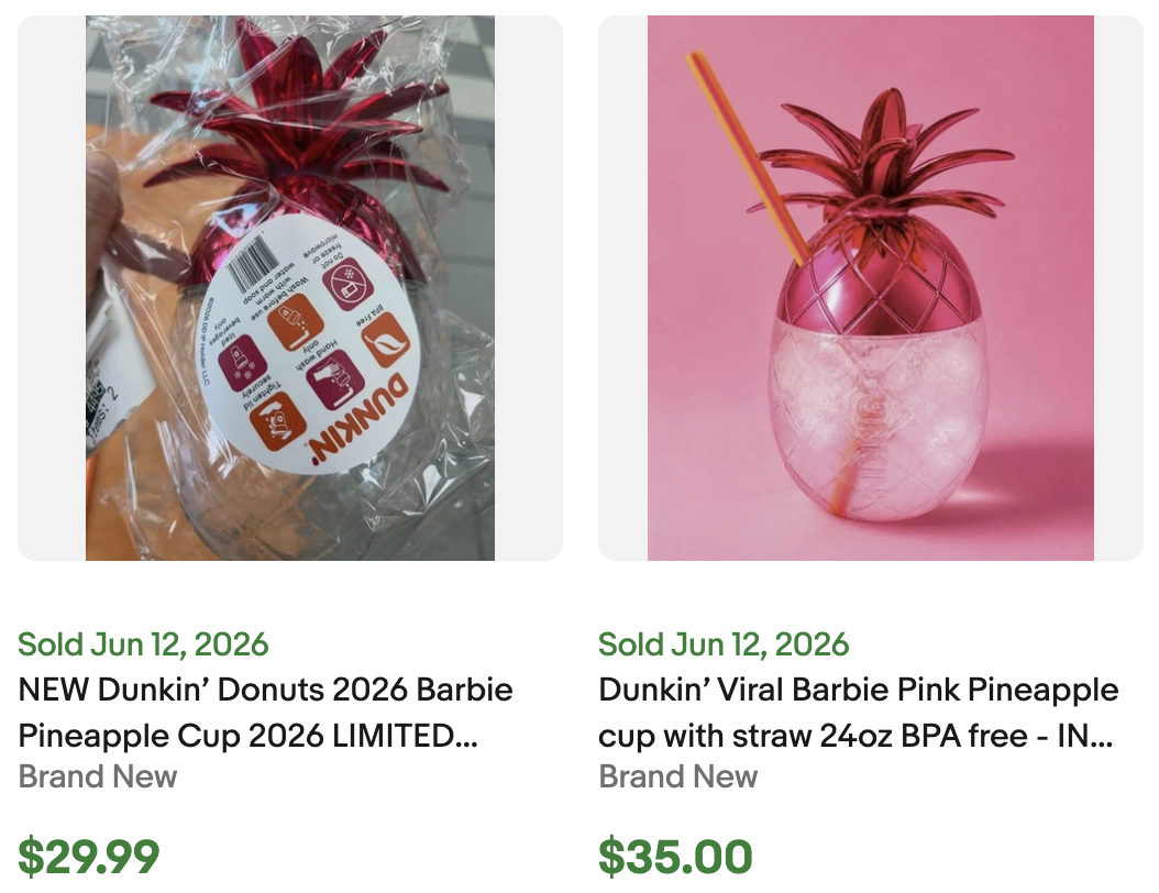 Dunkin Barbie Pineapple Cup for Sale