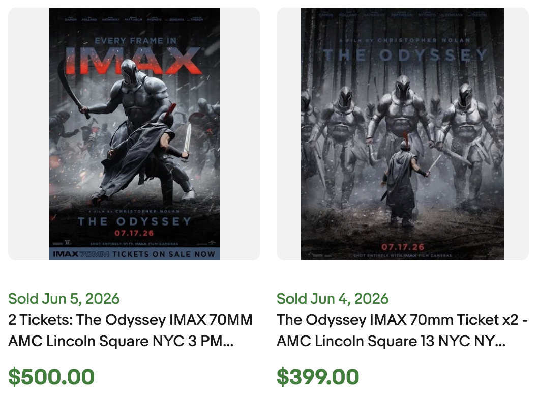 Odyssey 70mm IMAX Ticket for Sale