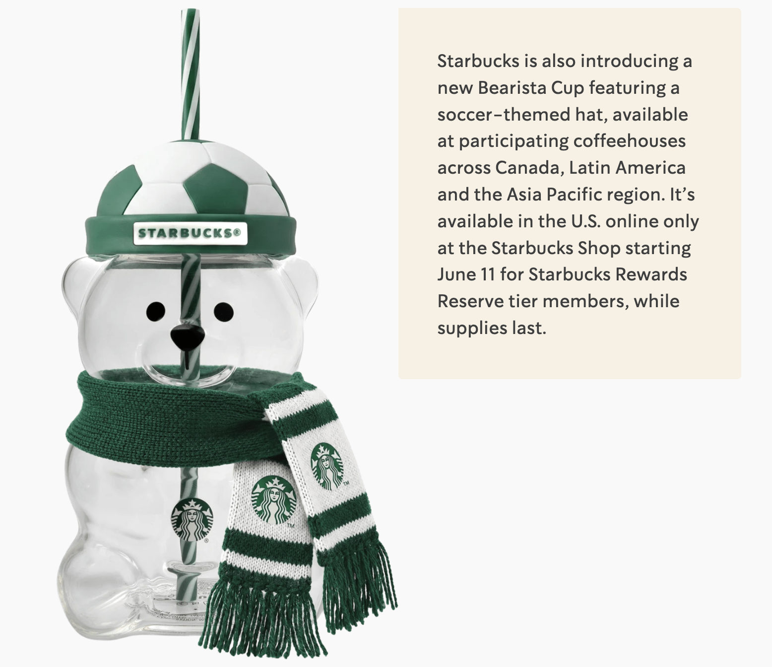 Starbucks Bearista Glass 2026 World Cup