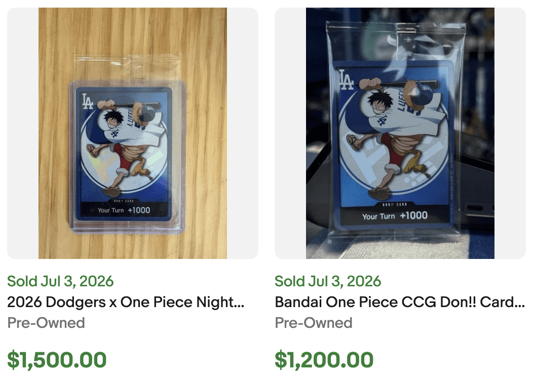 2026 Dodgers One Piece Card for Sale