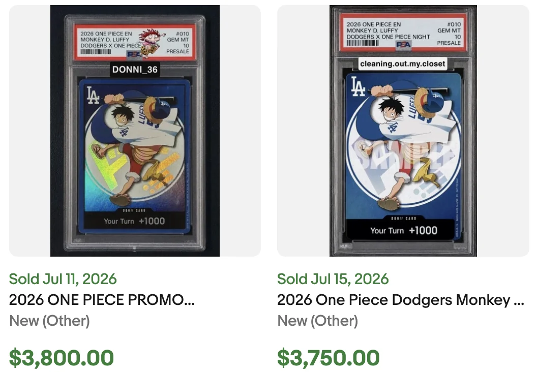 Dodgers One Piece Card PSA 10 eBay