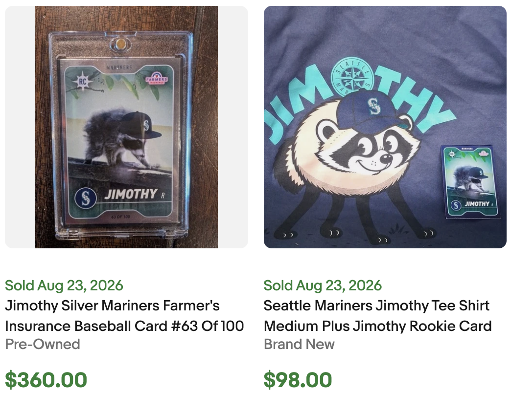 Mariners Jimothy Trading Card for Sale