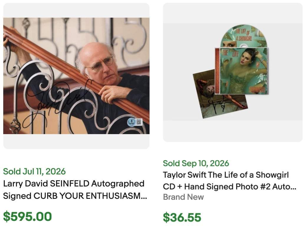 Larry David Autograph Taylor Swift Signed